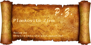 Plankovits Zina névjegykártya